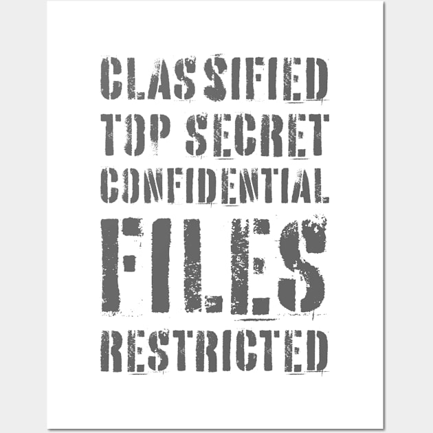 Classified Files Typography Stack (Grey) Wall Art by John Uttley